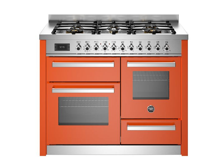 Bertazzoni Professional Series - 110 cm 6-burner electric triple oven in orange 