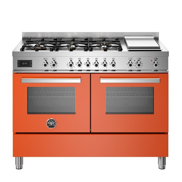 Bertazzoni Professional Series - 120 cm 6-burner + griddle, Electric Double Oven in orange