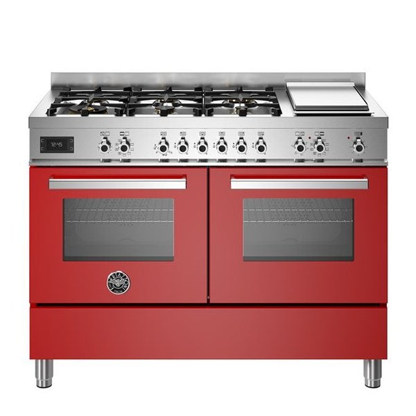 Bertazzoni Professional Series - 120 cm 6-burner + griddle, Electric Double Oven in red