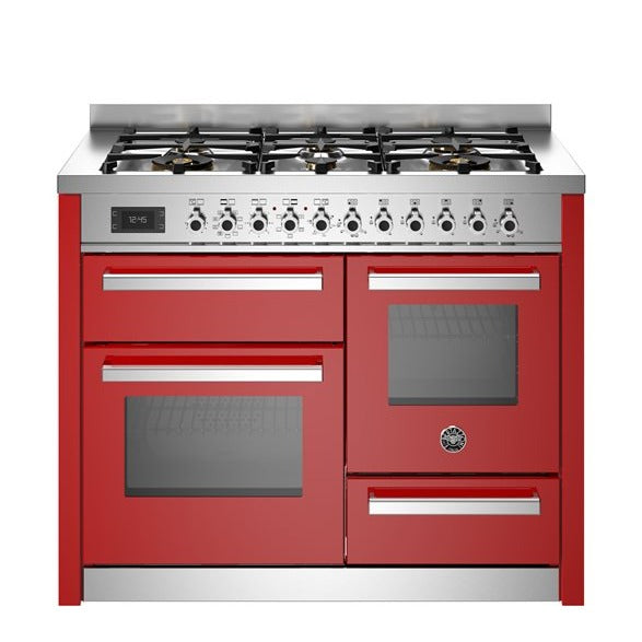 Bertazzoni Professional Series - 110 cm 6-burner electric triple oven in red 