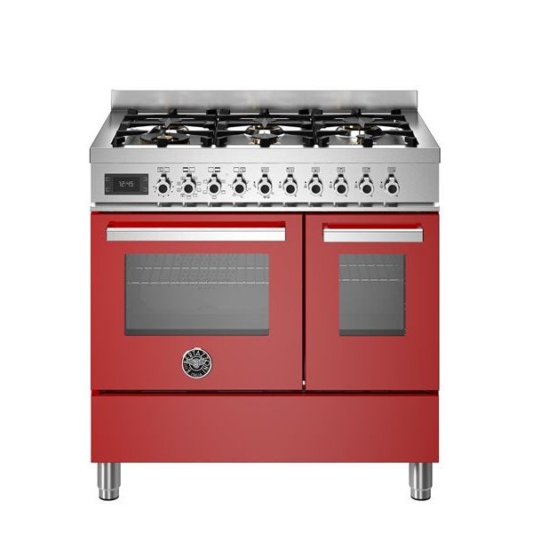 Bertazzoni Professional Series - 90 cm 6-burner electric double oven in red