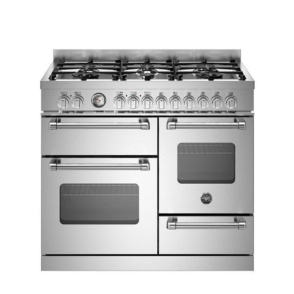 Bertazzoni Master Series - 100 cm 6-burner electric triple oven in silver with silver top and handles
