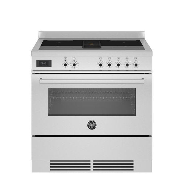 Bertazzoni Professional Series - 90 cm Air-Tec cooker with induction top and integrated hood, electronic oven in stainless steel