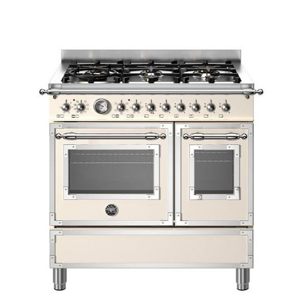 Bertazzoni heritage series 6-burner electric double oven in white