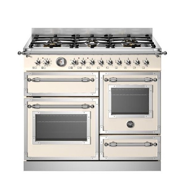 Bertazzoni heritage series 6-burner electric triple oven in white