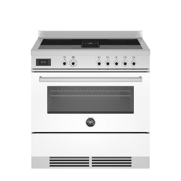 Bertazzoni Professional Series - 90 cm Air-Tec cooker with induction top and integrated hood, electronic oven in white 