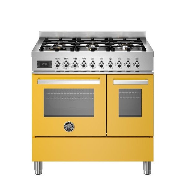 Bertazzoni Professional Series - 90 cm 6-burner electric double oven in yellow