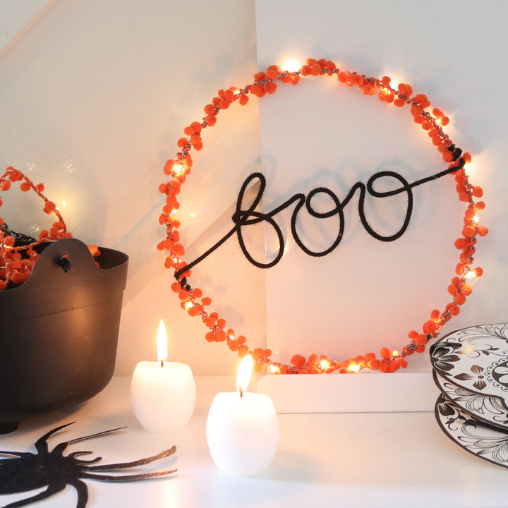 Boo Halloween Wreath Light