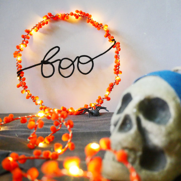 Boo Halloween Wreath Light