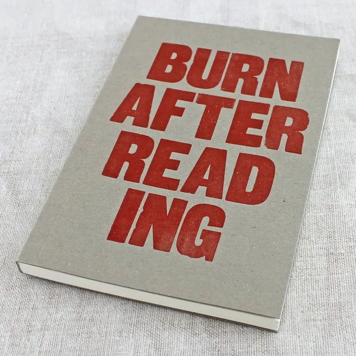 Letterpress Burn After Reading Notebook