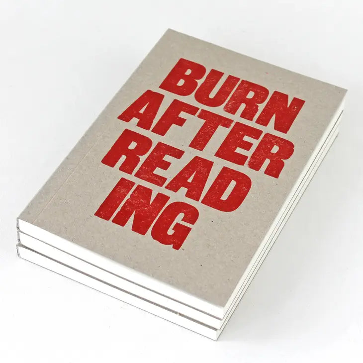 Letterpress Burn After Reading Notebook