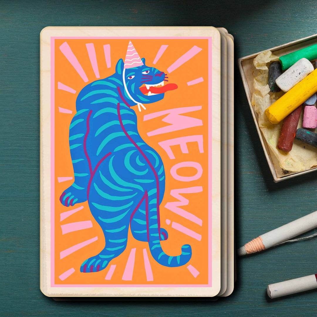 Wooden Postcard: Party Tiger