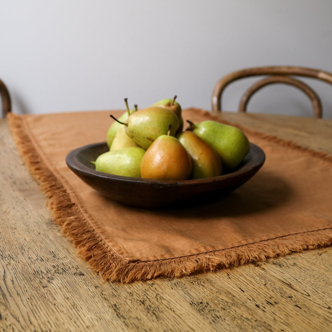 Natural Linen Table Runner - Soft Rust