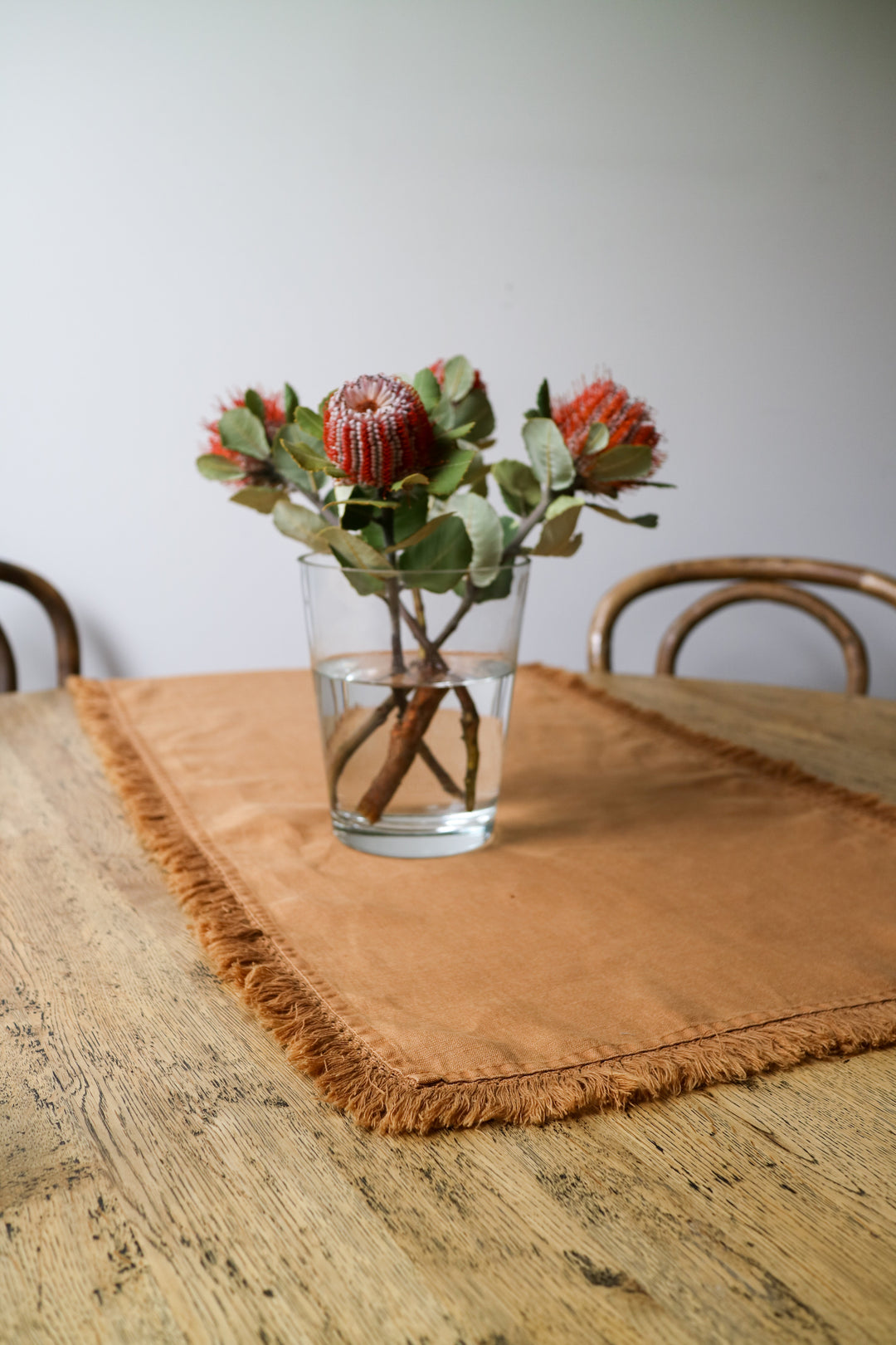 Natural Linen Table Runner - Soft Rust