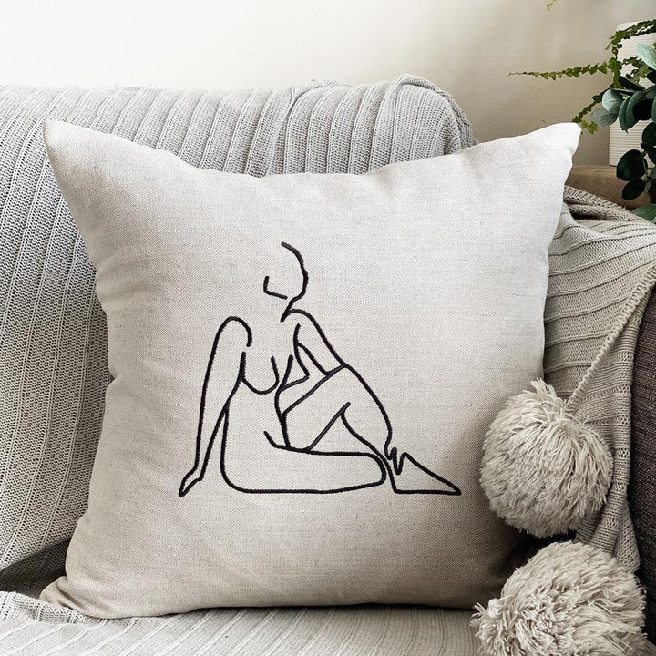 Self Embroidered Cushion Cover