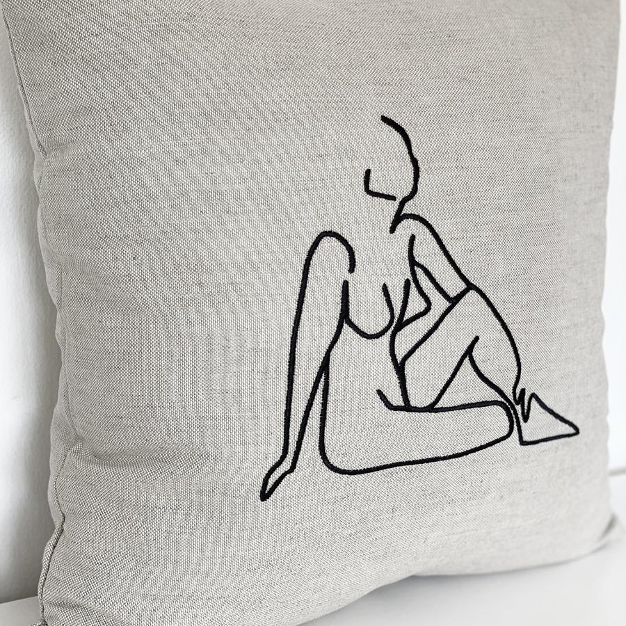 Self Embroidered Cushion Cover